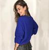 Autumn Women Loose Knit Long Sleeve Tops V-Neck Solid Lace Jumpers Pullovers Winter