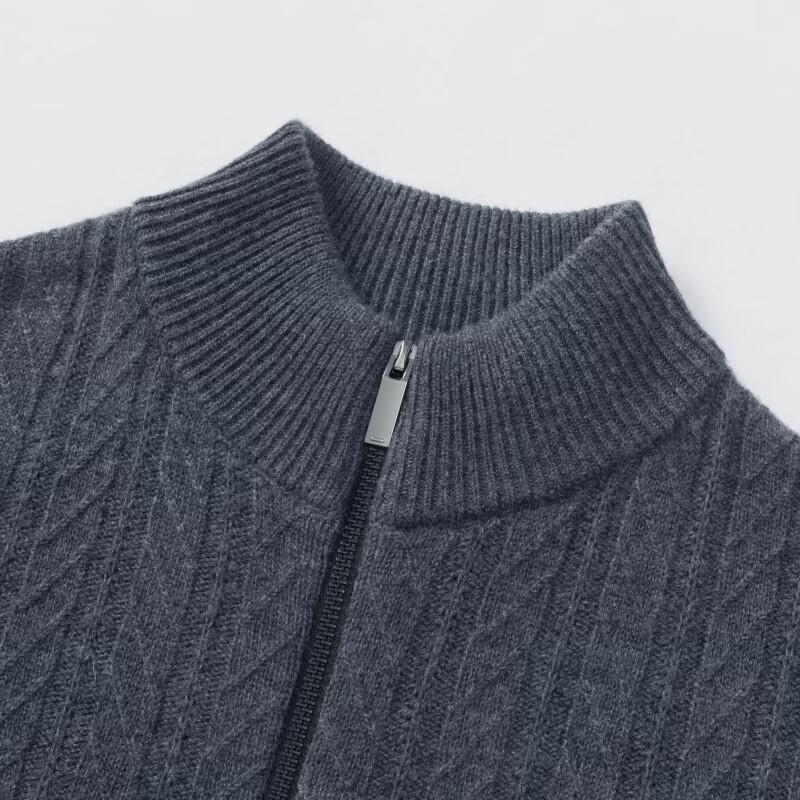 Pierre Cardin Men's 100% Wool Zippered Cardigan Stand-Collar Sweater