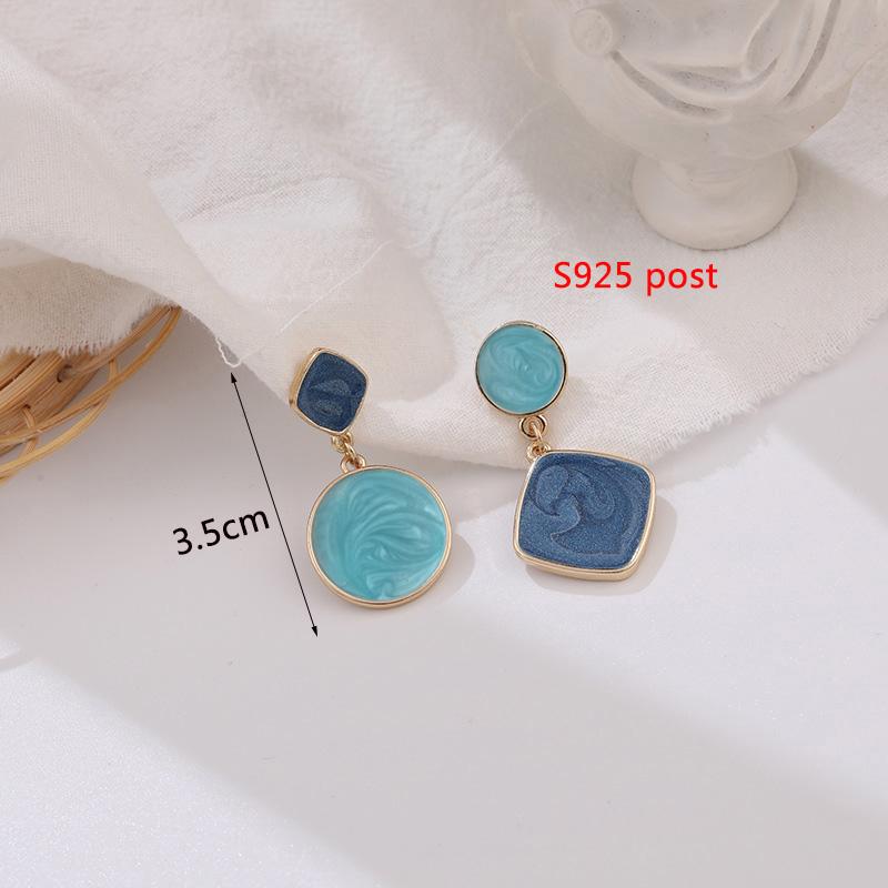 Neue Mode Emaille Ohrhänger für Damen Koreanische Blume Tropfen Geometrische Statement Ohrringe für Damen Hochzeit Ohr Zirkon aretes