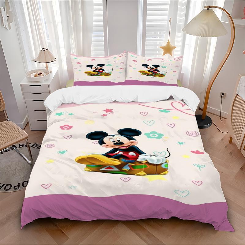 Mickey Mouse Adventure Print 3Pcs Bedding Setduvet Cover With 2 Bedropillowcase Home Birthday Gift