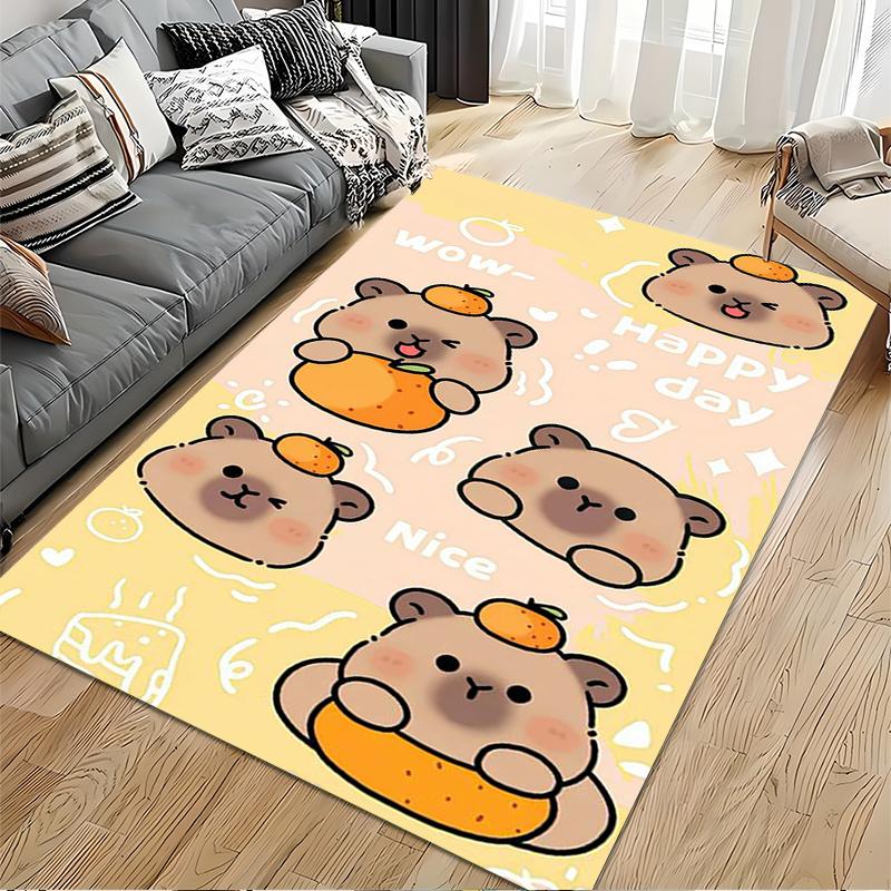 Cute Stacked Capybara Cartoon Rug Suitable for Use As an Anti-slip Game Mat for Living Room and Bedroom Sofas