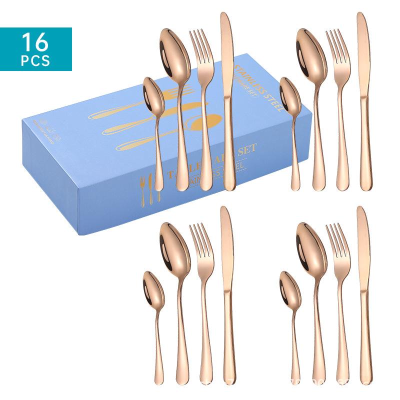 Zastawa stołowa ze stali nierdzewnej 16 sztuk Garnitur dla czterech osób Nóż, widelec i łyżka Czteroczęściowy zestaw Zachodnia zastawa stołowa