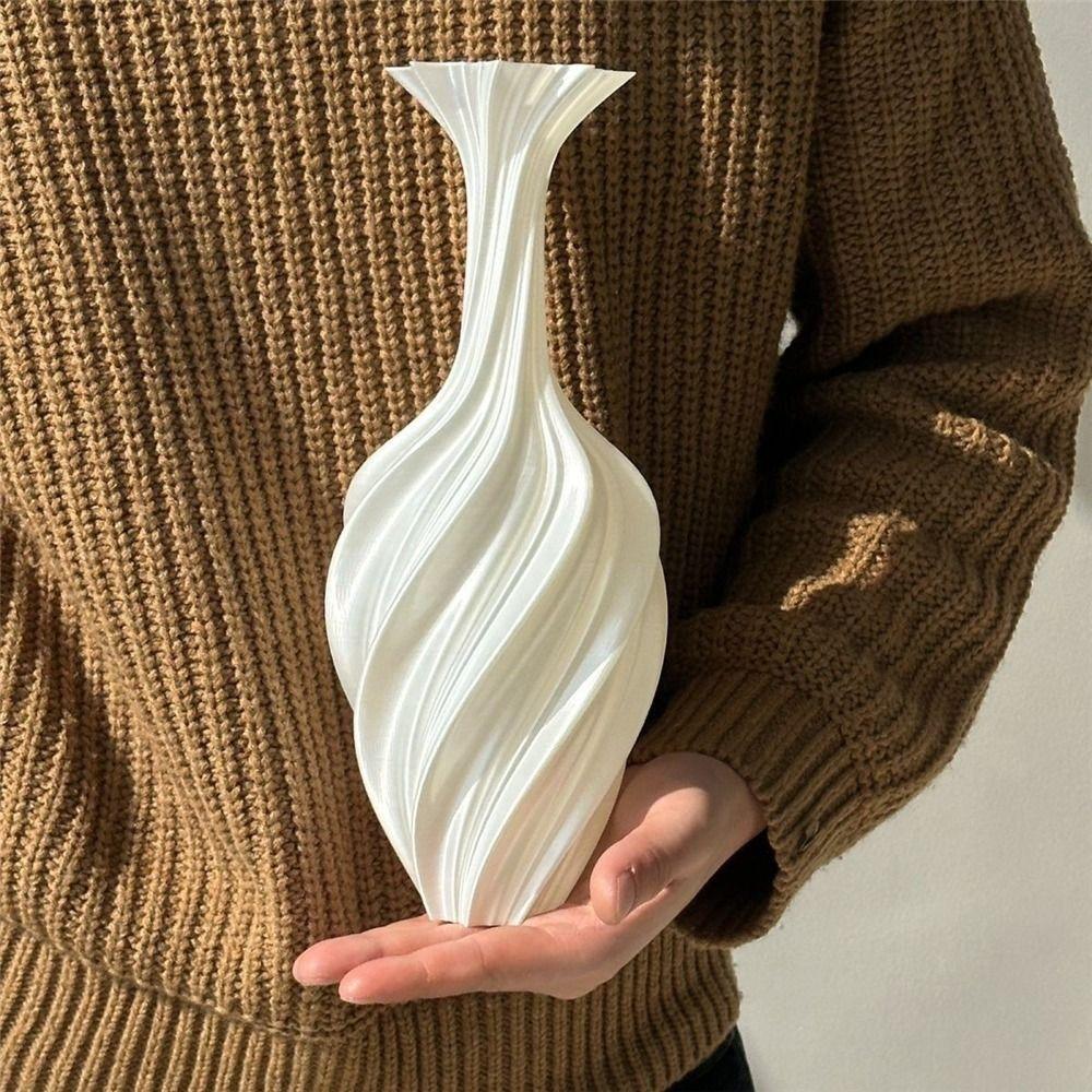 Vintage Style 3D Printed Flower Vases Swirl Pattern Minimalist Floral Decor  Tabletop Display