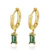 Antique rectangular stone green zircon earrings, fringed ear buckles, boutique jewelry, European and American fashion earrings, personalized small
