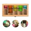 Bamboo Tea bag Storage Box Portable Teabag Holder with 5Compartments Multipurpose Tea Packet Box for Home Office Spices