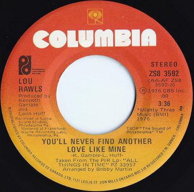 7inch Record LOU RAWLS - You'll Never Find Another Love Like ZS83592 Columbia, Phila 1976 Canada Soul/Funk Used