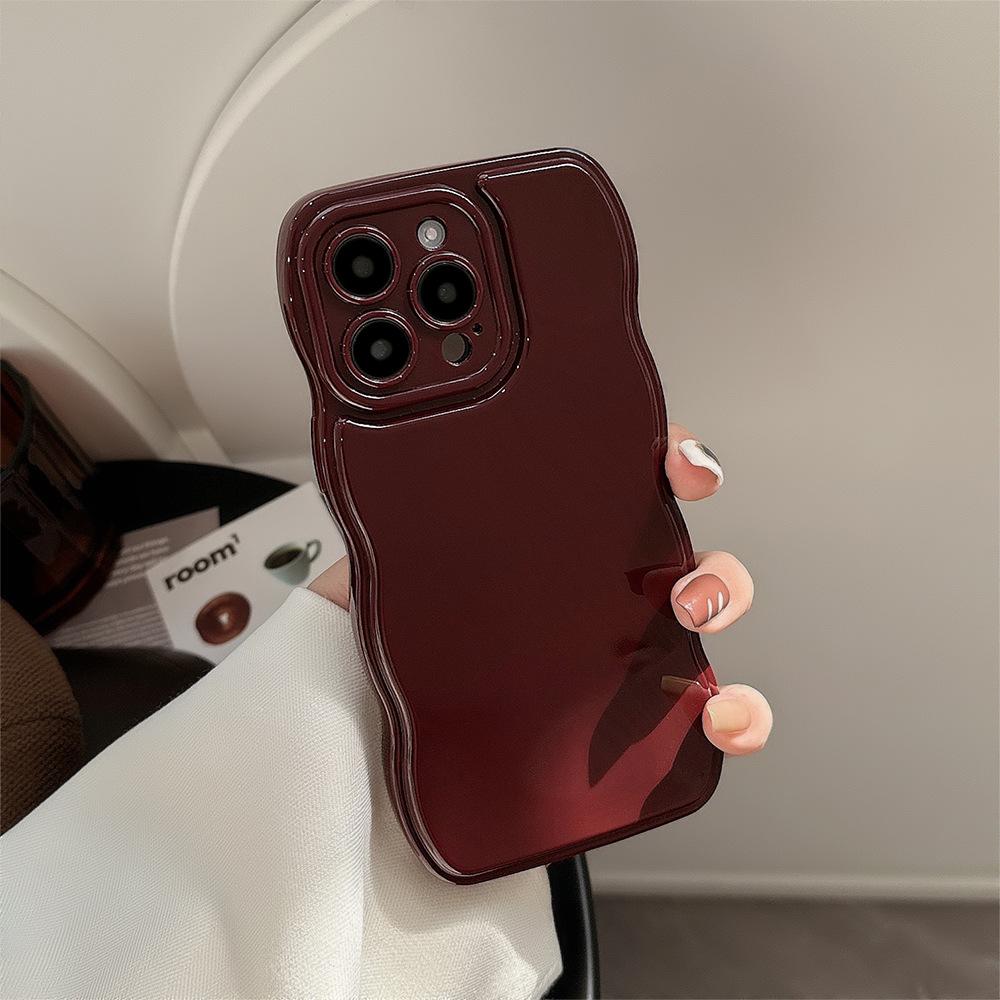 Retro Burgundy for Apple 15 Phone Case for IPhone17 Advanced 11 for 16promax Wave Edge 12 Solid Color