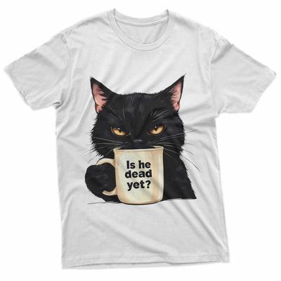 Ist er schon tot Schwarze Katzenliebhaber 100% Baumwolle T-Shirt Herren T-Shirts Top