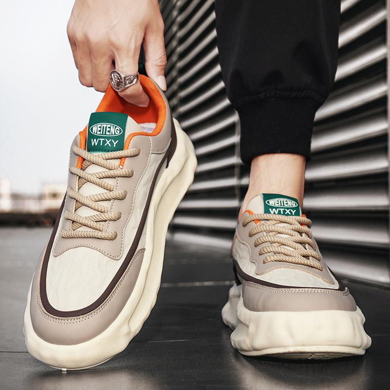 Men's shoes summer 2025 Korean version of casual board shoes, thick-soled sports small white tide shoes, high-end popular skateboard shoes