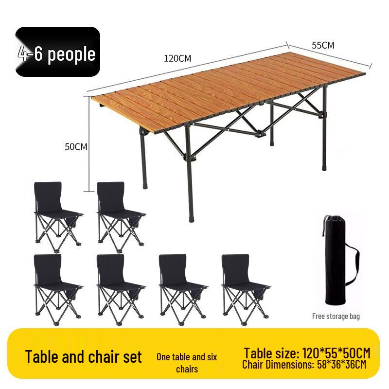Outdoor Portable Folding Table & Chairs Set - Lightweight Roll-Up Table with Camping Seats
