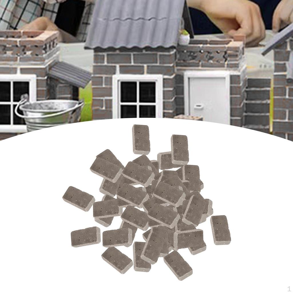 50 stykker 1/16 Miniatyr Livaktig Murstein Mini Kunstig for Dukkehus