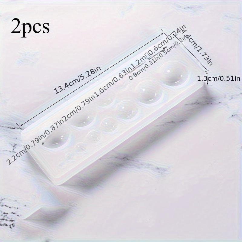 2Pcs Silicone Epoxy Resin Mold for DIY Jewelry - Half Ball & Cabochon Pendant Casting Tool, Multi-Cavity Design for Colorful Beads & Charms