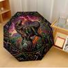Dinosaur Volcano Thunder Printed Umbrella Windproof Folding Umbrella Portable Sun and Rain Umbrella Suitable for Gifting