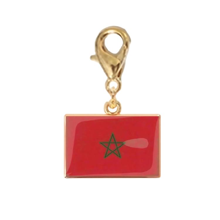 Stainless Steel Country Flag Bracelet Pendant Hand Chain Charm Travel Wristlet Keychain with Lobster Clasp and Small Profile