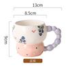 Creative Hand-Painted Relief Ceramic Cartoon Mug Breakfast Cup Milk Oat Cup Mug Cute Household Water Cup