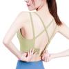 Juyitang V-Neck Padded Sports Bra with Cross-Shoulder Straps and Back Buckle for Yoga