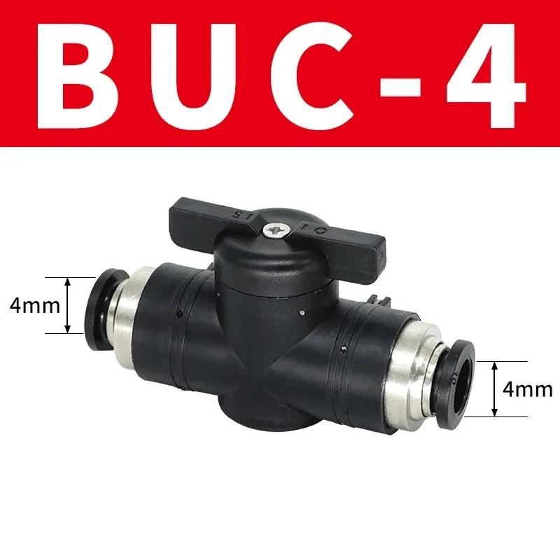 BUC-6 Black Pneumatic Quick Coupling Manual Valve Steering Switch Manual Ball Valve Air Hose 4 6 8 10 12mm
