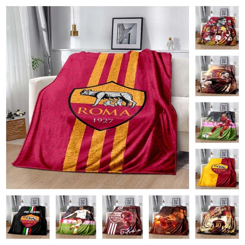 AS Roma Logo Lupacchiotta Scudo Stampa Verticale Bordeaux Oro Coperta Morbida in Flanella Calda Coperta Decorativa per Divano Letto Per i Tifosi di Calcio