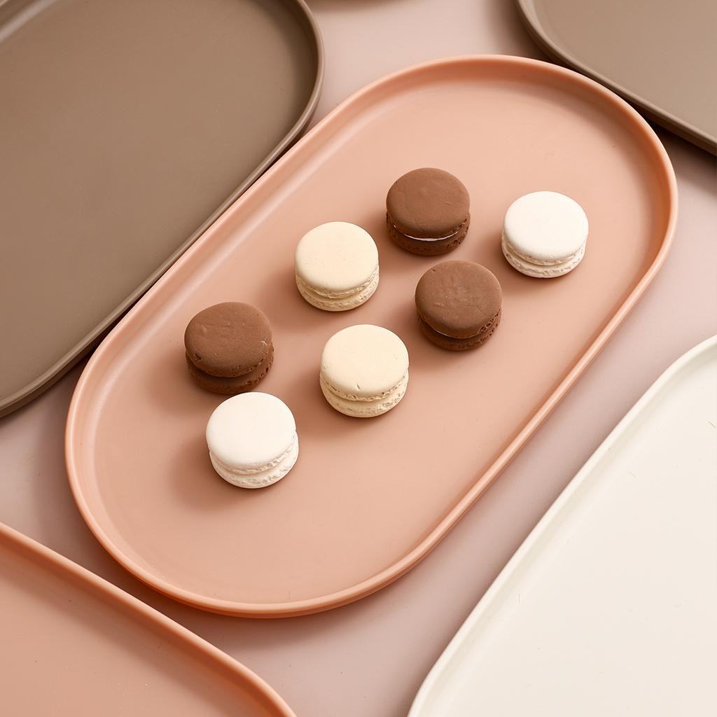 Plastic Oval Food Serving Tray Reusable Dessert Tray Snack Plate Kitchen Organizer Multi-functional Large Capacity Storage Tray