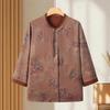 Grandma's Plus Size Loose Fit Seven-Sleeve Shirt - New Chinese Style for Middle-Aged & Elderly Women