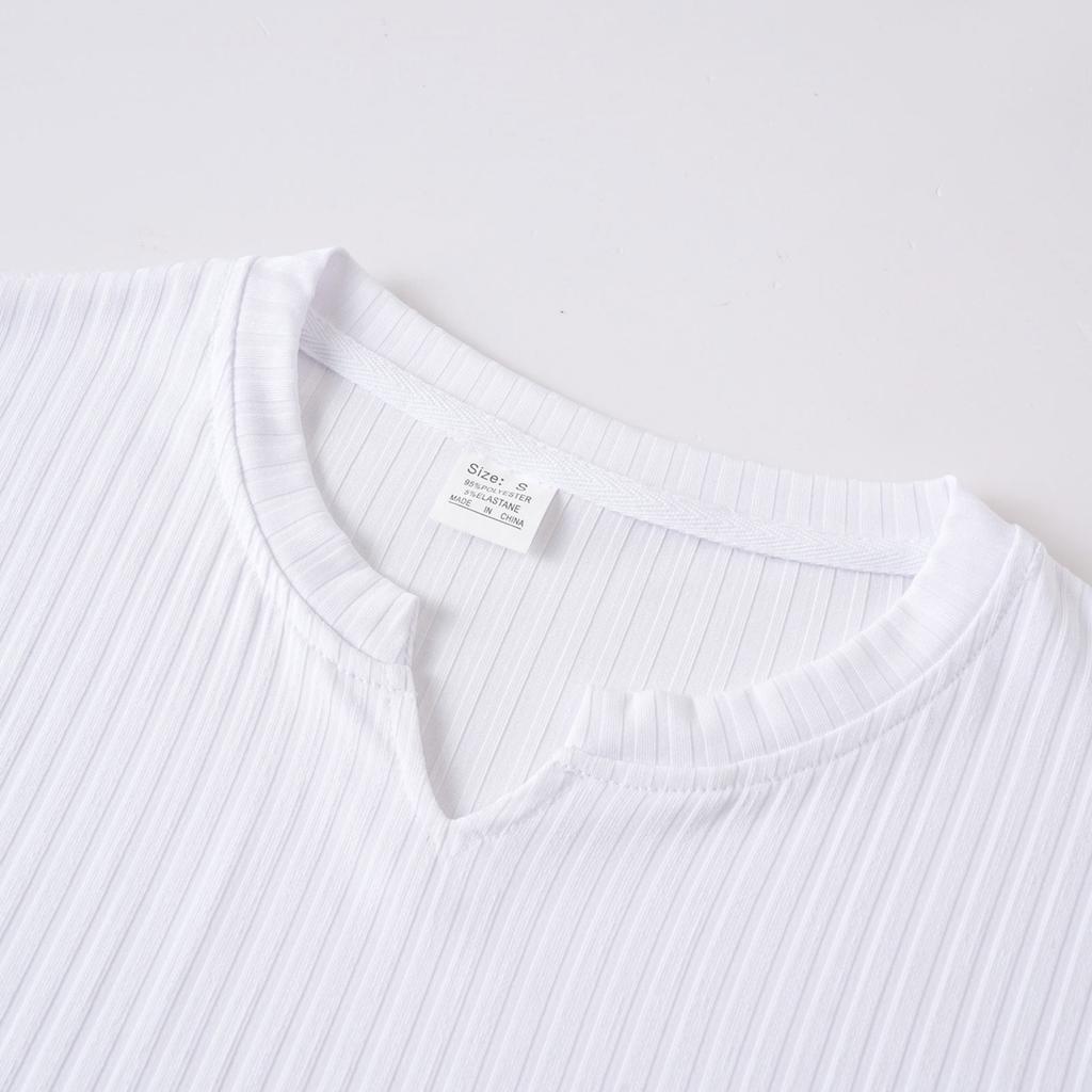 Men's V-neck T-shirt Solid Color Casual Sports Fashion Long Sleeve