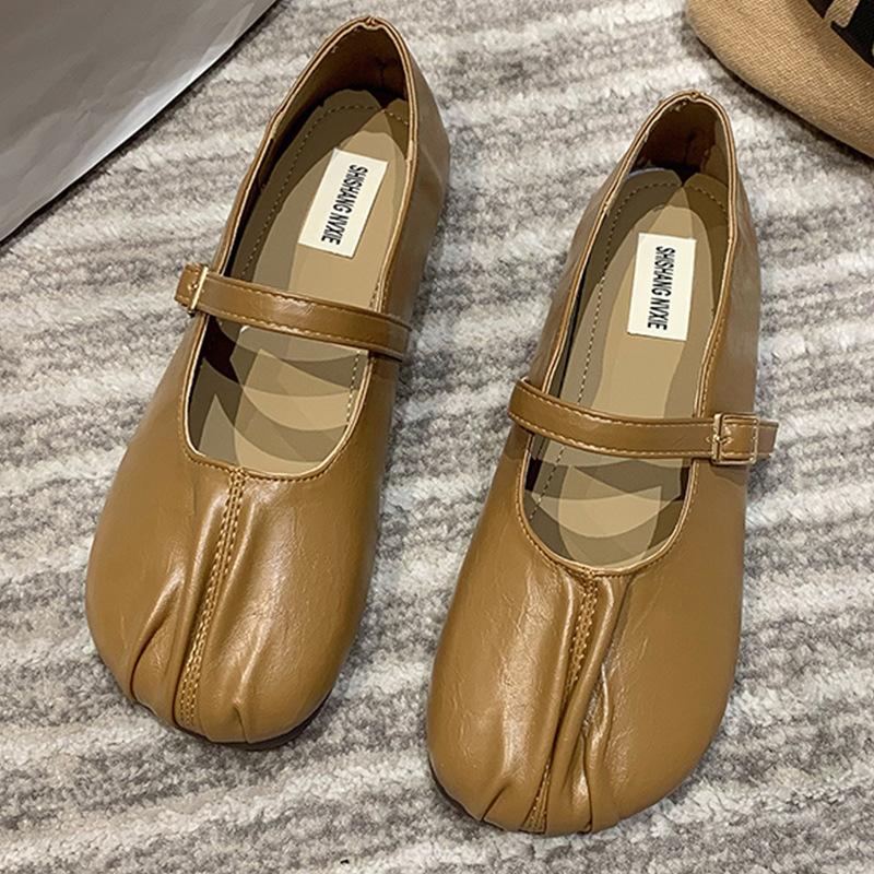 

Одиночная обувь весенние женские новые модели не устают, женская обувь на мягкой подошве на плоской подошве Мэри Джейн кожа 35 абрикосовый