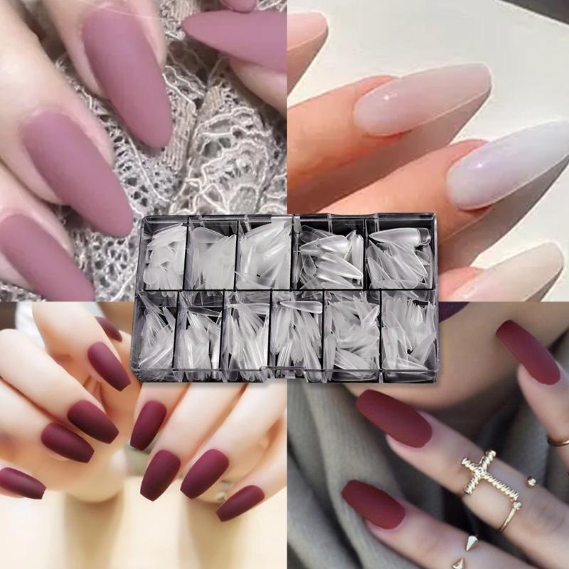 500pc False Nail Extension Tips Artificial Fake Nails Clear Full Cover Nail Tips