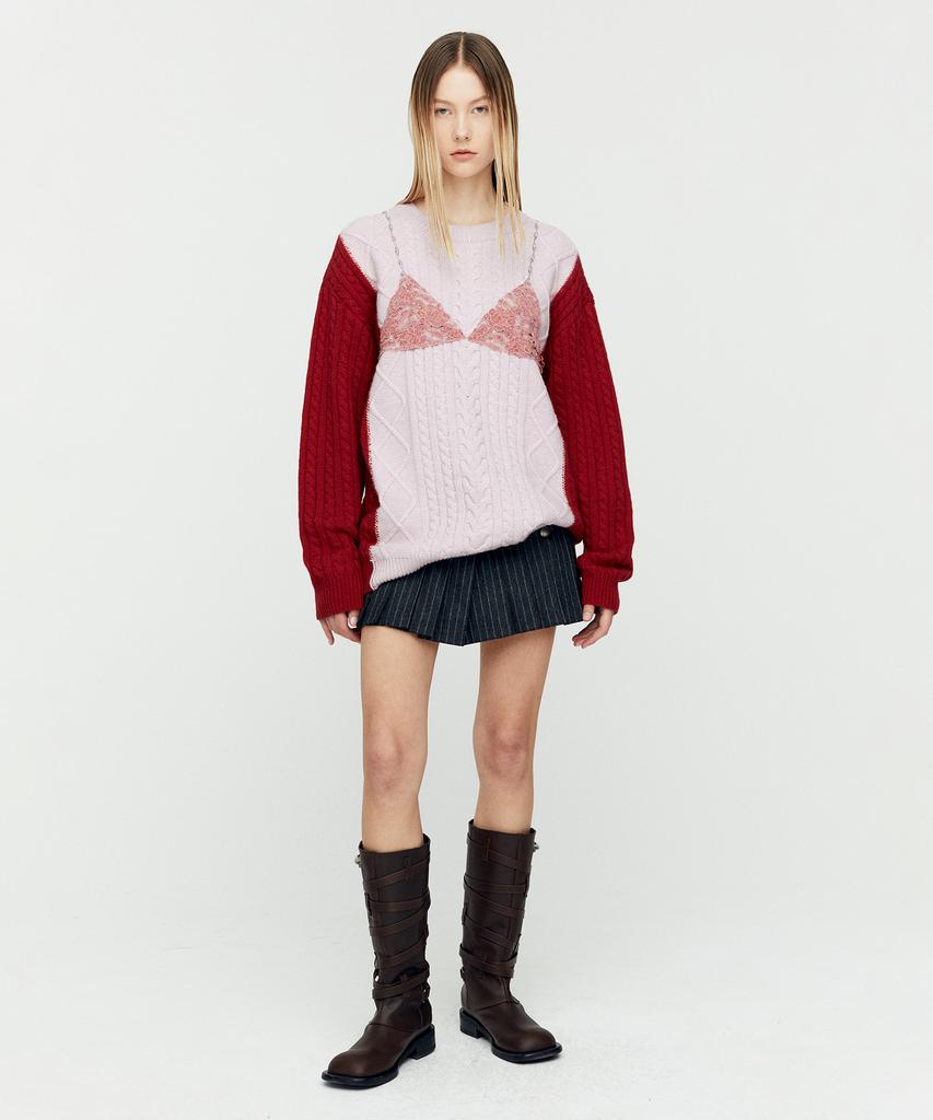 ADSB ANDERSSON BELL Lace Lingerie Boyfriend Fit Knit Atb1183W(Pink)