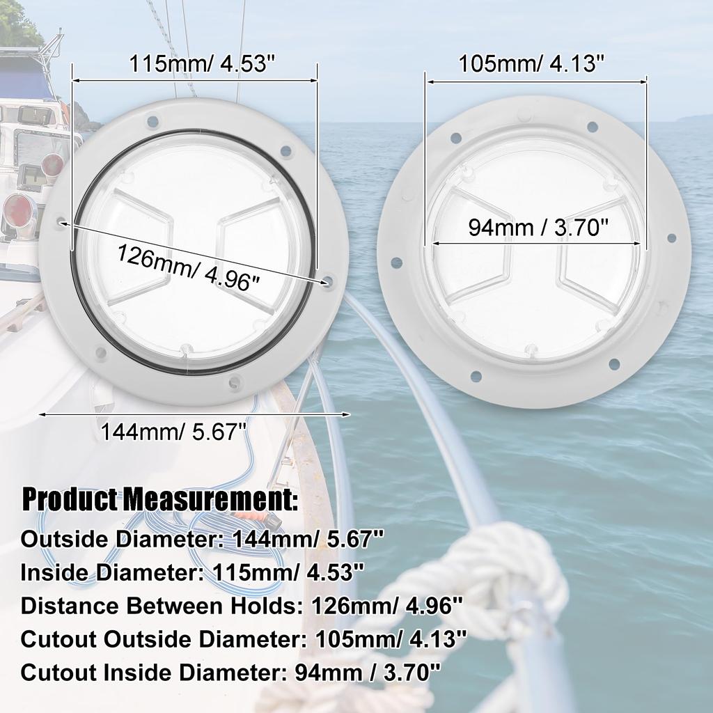 uxcell 4" Boat Hatch Round Inspection Deck Plate Marine Access Hatch with Removable Transparent