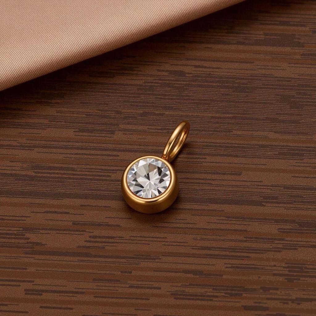 Polished Stainless Steel Birthstone Pendant with Vacuum Electroplating and Retro Design