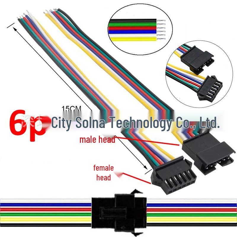 SM Male/Female Plug Cable 2.54MM Air Connection, 3-Battery Charging, 4P Terminal Power Cord, LED Light.