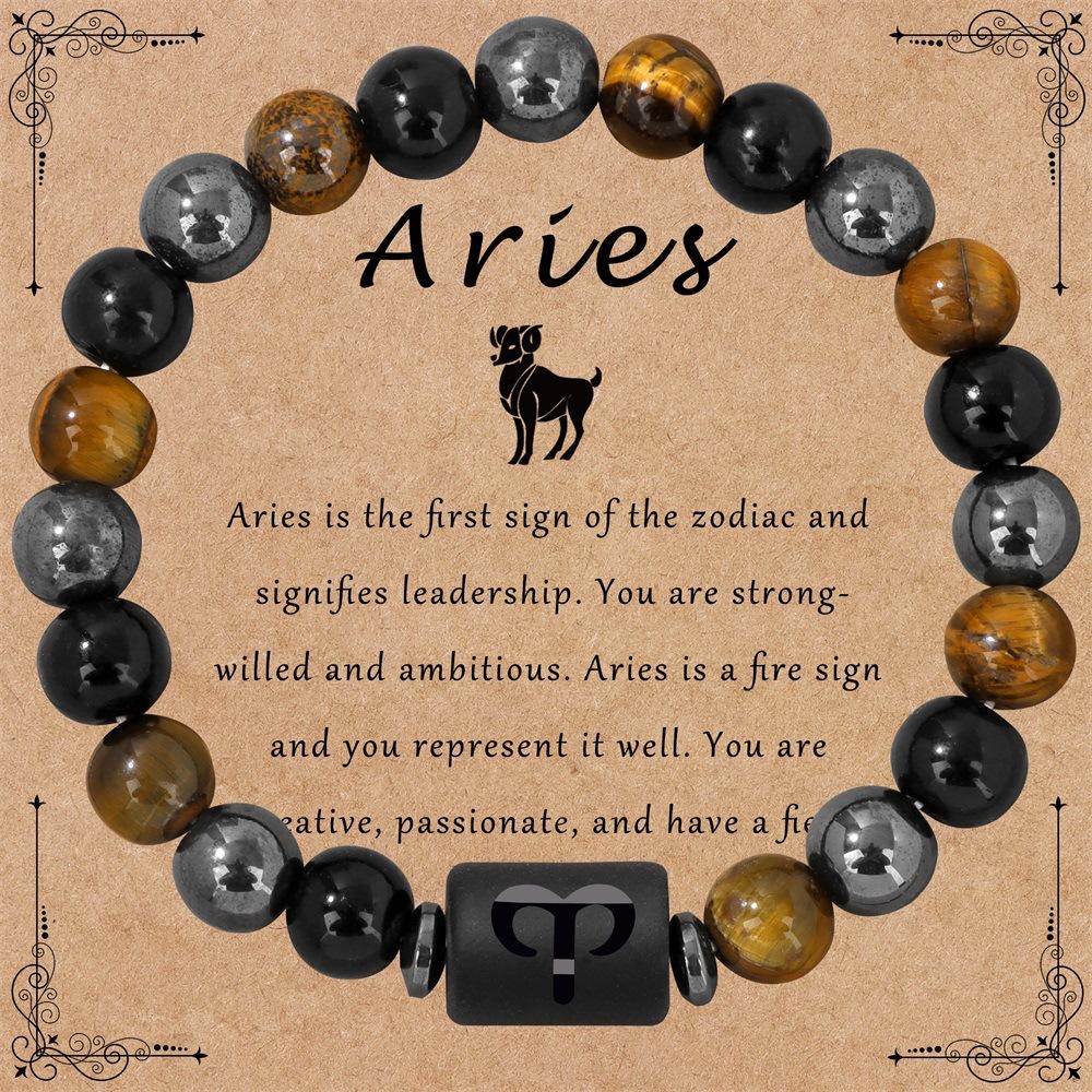 Bransoletka ze znakiem zodiaku 12 konstelacji Potrójna ochrona Bransoletki z koralików tygrysie oko hematyt dla par Biżuteria przyjaźni Prezenty