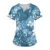 Bedruckte Oberteile für die Arbeitsuniform in Übergröße für Damen, V-Ausschnitt, Halloween-Aufdruck, kurzärmliges Fun-T-Shirt, Workwear-T-Shirt mit Taschen