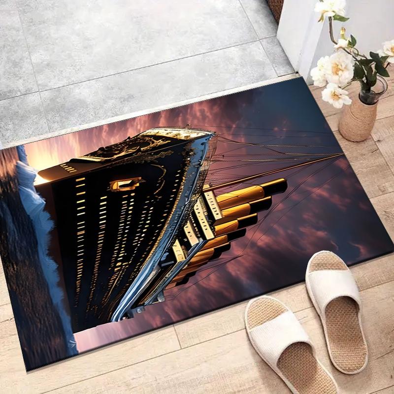 Titanic Polyester Tapijt, Zacht Binnentapijt voor Kantoorstoel, Woonkamer, Computerbureau - Decoratief Huiswerkplek Tapijt Ontwerp