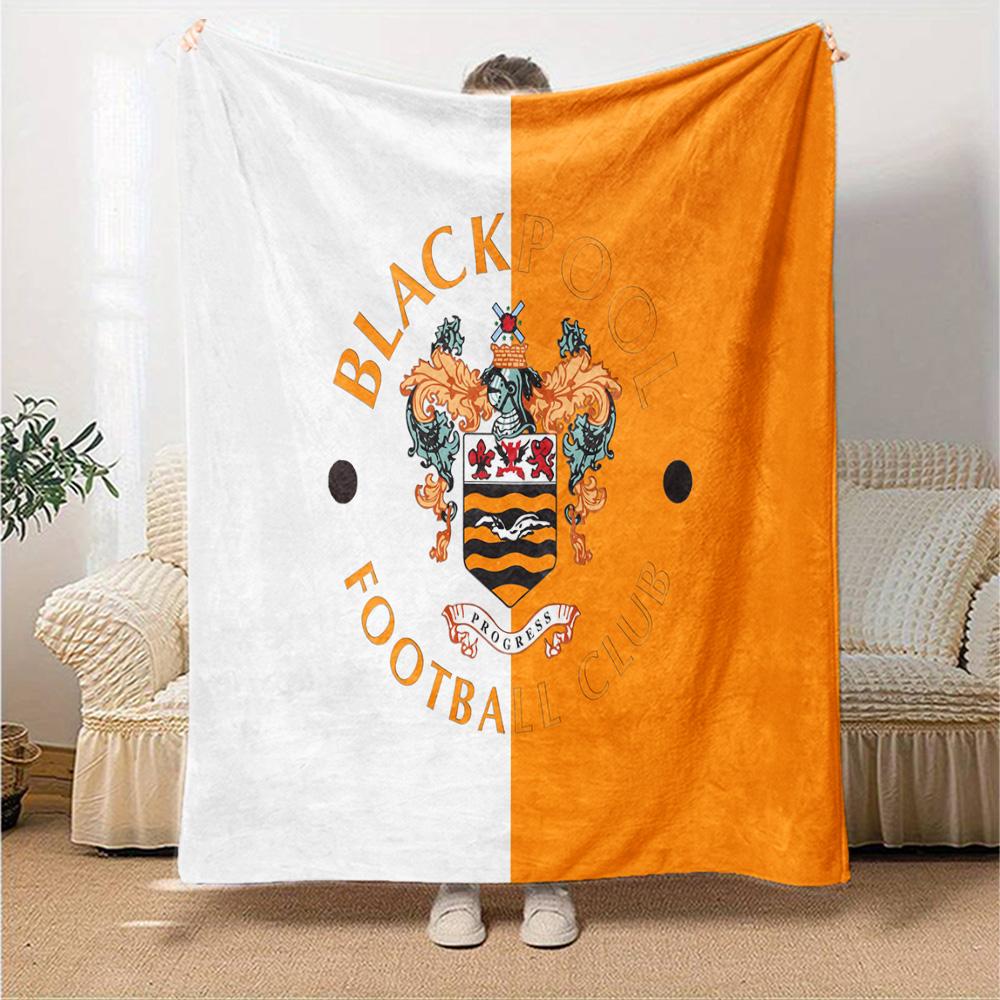 Coperta in Flanella con Stemma del Blackpool Football Club, Poliestere Morbido, Design Moderno, Per Tutte le Stagioni per Campeggio, Viaggi, Regali per le Feste o Compleanni