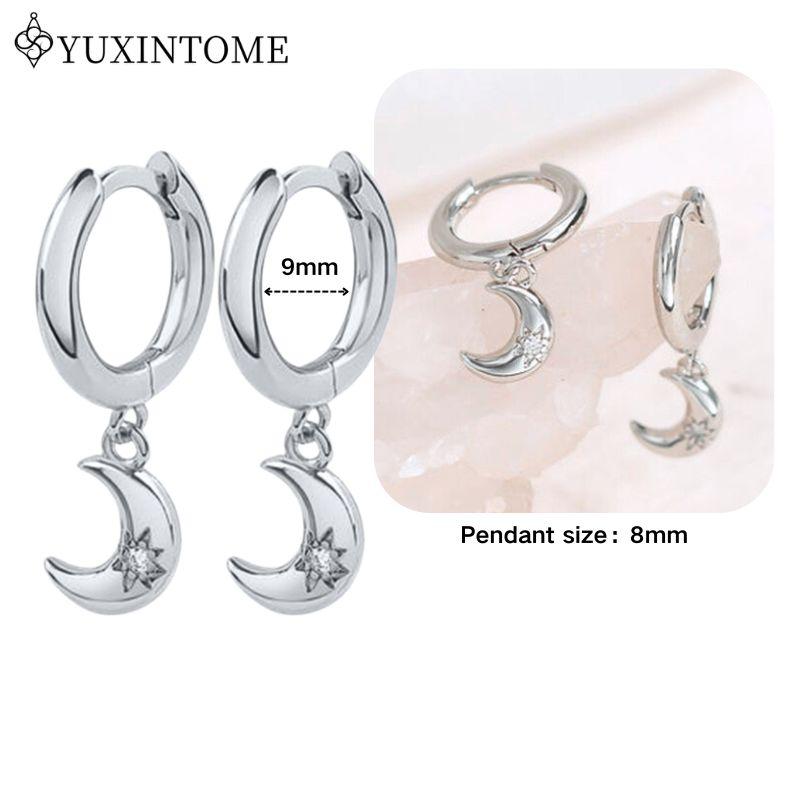 YUXINTOME 925 Silver Ear Needle Zircon Hoop gold Earrings For Women Square Plate Pendant Cutout Heart Earrings Fashion Jewelry