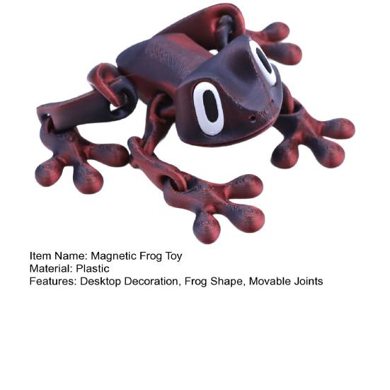 Magnetic 3D Printed Frog Toy Movable Joints Frog Fridge Magnet Articulated Animal Figurine Home Office Computer Monitor Decoration