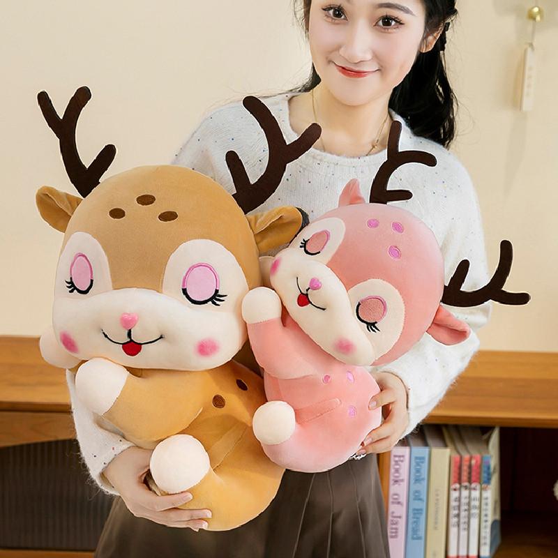 Plush Cartoon Deer Toy Stuffed Animal Doll Pp Cotton Filling Holiday Child Gifts