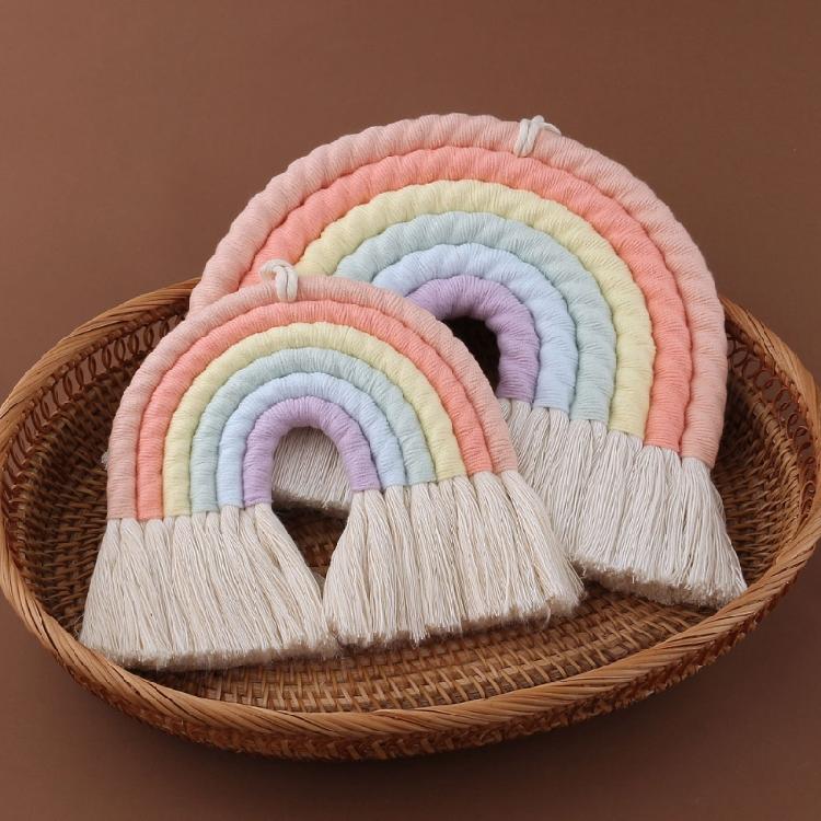 Weaving Ornaments Nordic Kid Rooms Wall Hanging Rainbow Shaped 2 Sizes To Choose
