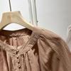 Korean Style Retro Stand Collar Loose Fit Short Sleeve Women's Doll Shirt