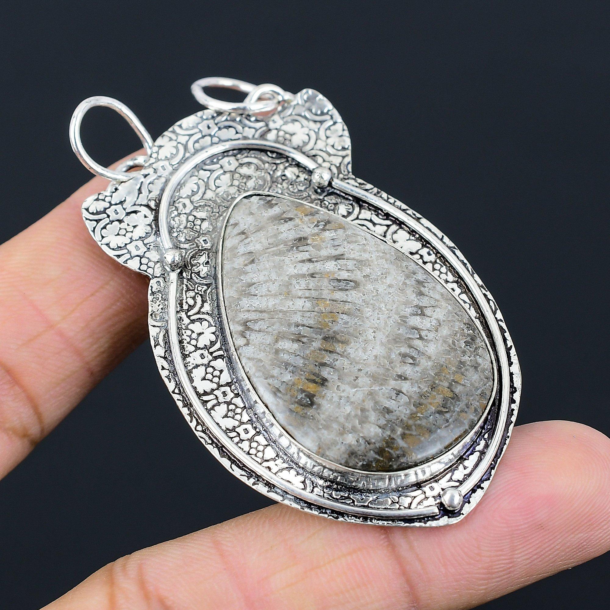 Daughters Day Sale 925 Silver Stingray Coral Gemstone Unique Engagement Pendant