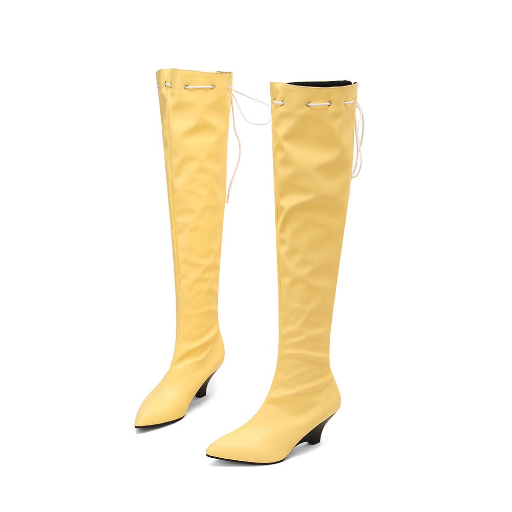 Różowo-brązowe damskie kozaki za kolano dziwne wysokie obcasy duży rozmiar 48