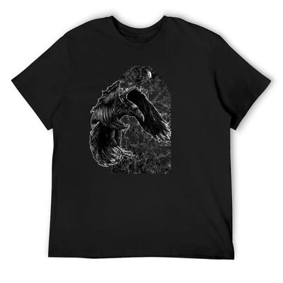 The Raven's Promise' Gothic Illustration by Kim Fowler T-Shirt Summer Top Plus Sizes Shirts Men Graphic
