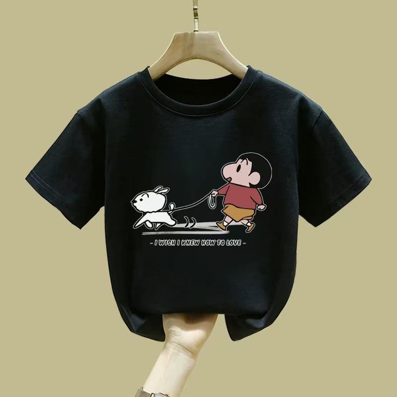 2025 Summer Apricot Pure Cotton Short-Sleeved T-Shirt for Girls and Boys