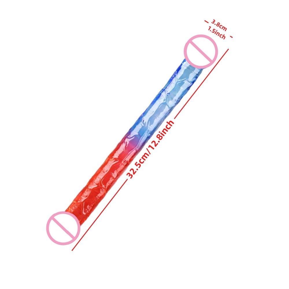 Double-Headed Lala Dildos Sex Toy Female Comrade Double-Headed Dragon Two-Color Jelly Color Dildo Butt Plug