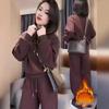 2024 Autumn/Winter High-End Petite Fleece Sweatshirt & Pants Casual Fashion Set