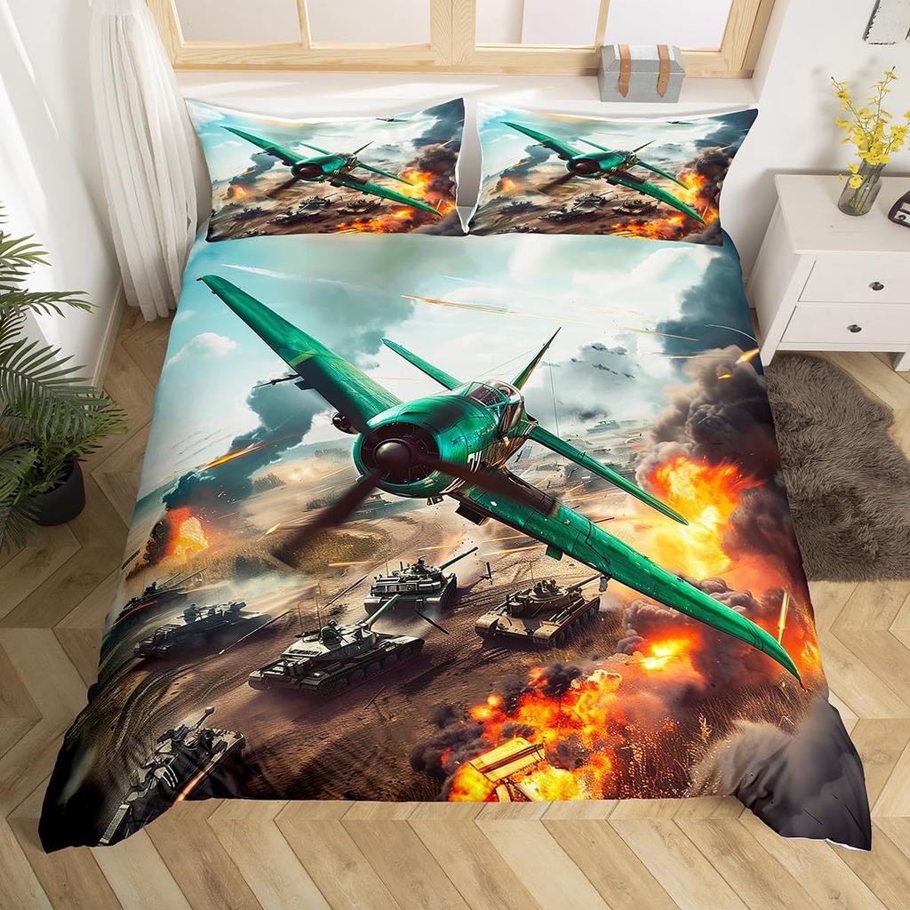 War Themed Air Force Fighter Jets 3D Printed Bedding Set Cozy Duvet Cover King Queen Twin Size Birthday Gift Boy Kid Room Decor