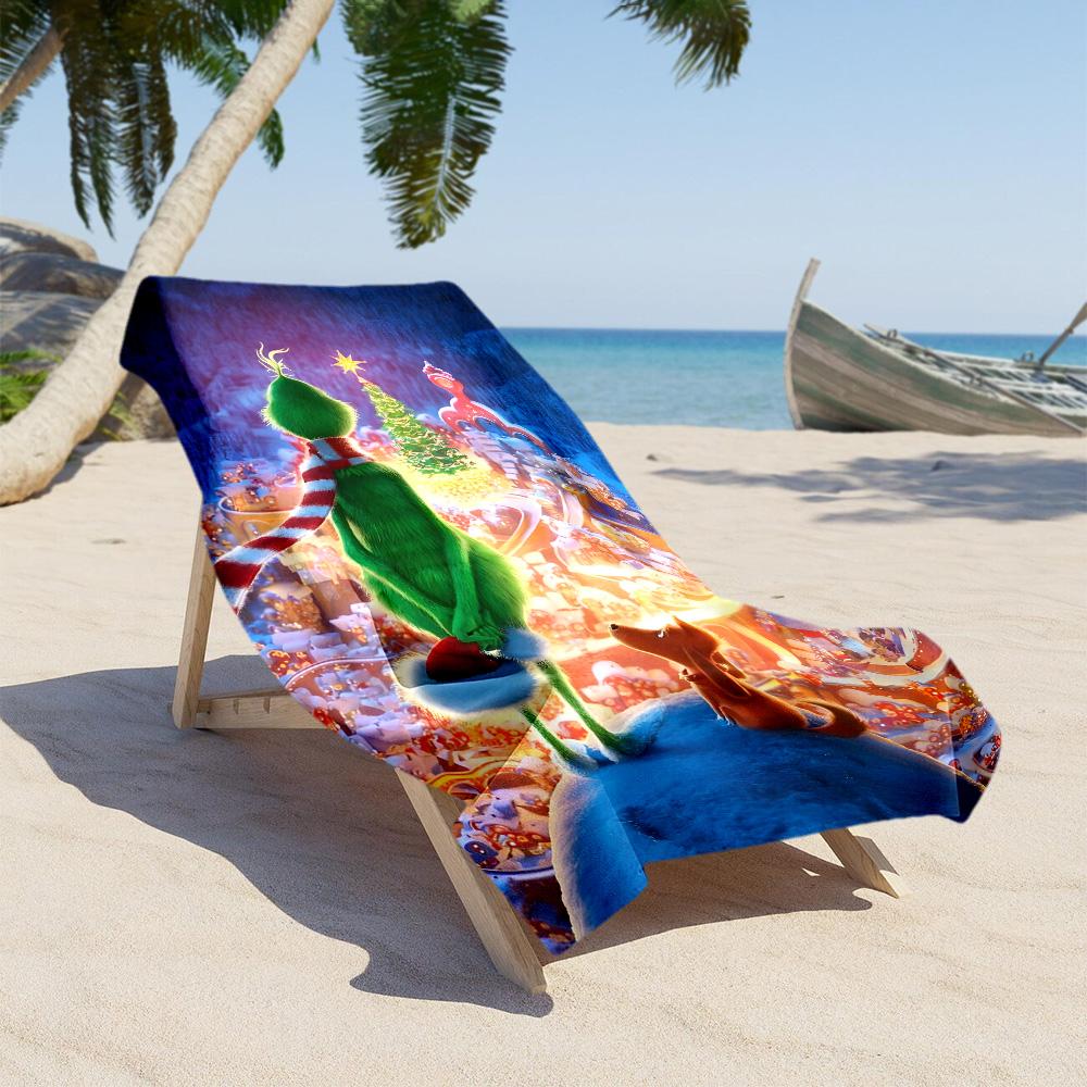 Christmas Grinch Dog Beach towel for beach travel Foldable Picnic mat, yoga & fitness, camping blanket Vibrant Pattern Spiritual Gift