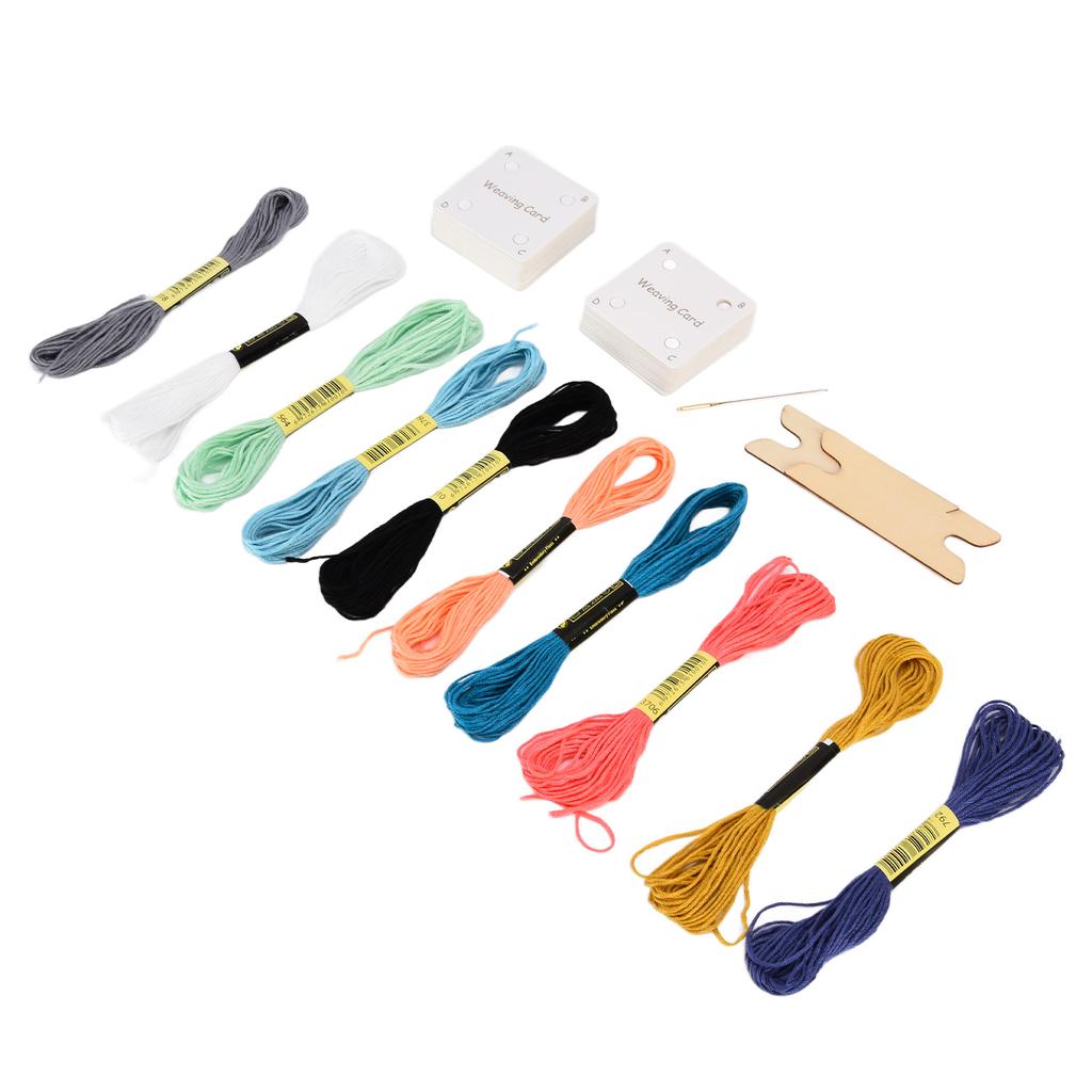 30pcs Weaving Cards Practical White Tablet Weaving Cards with Shuttles Embroidery Threads for DIY