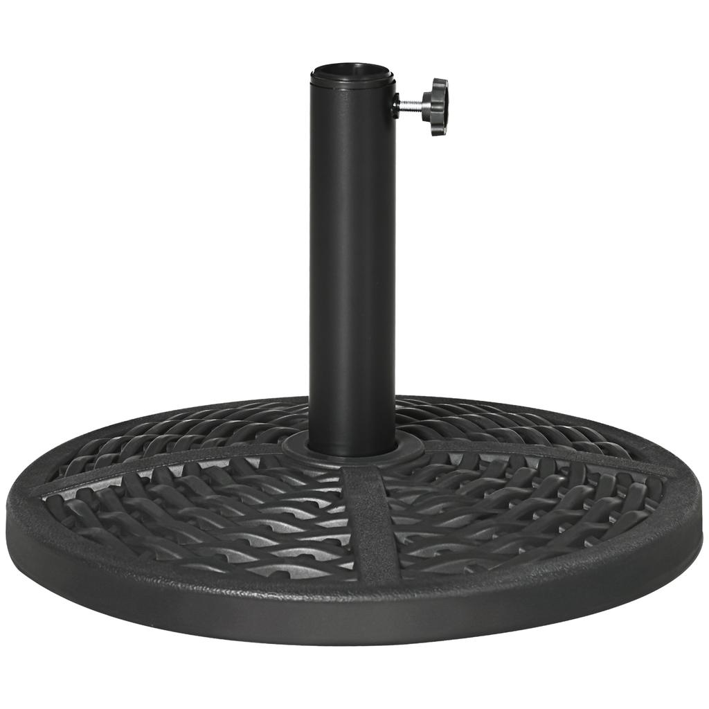 Concrete parasol base, parasol stand with steel tube, round parasol holder, for balcony, terrace, garden, black